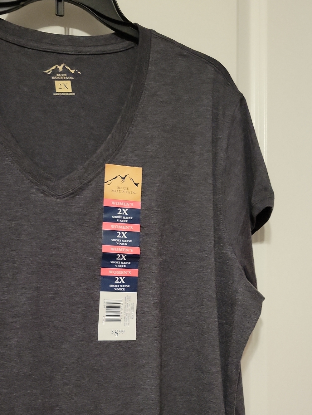 Blue Mountain Women's V-neck, Gray, Black, & Blue, 2X, T-shirts. NWT. - Picture 3 of 11
